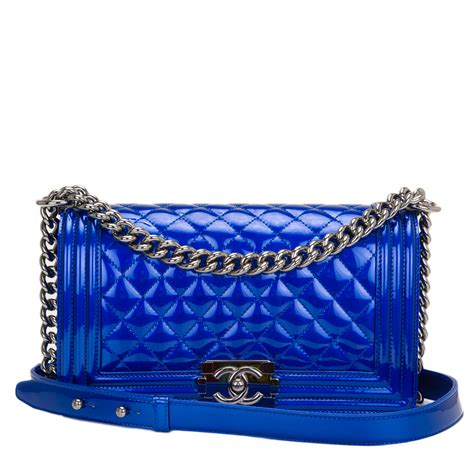 chanel boy bag blue metallic|Chanel boy bag old medium.